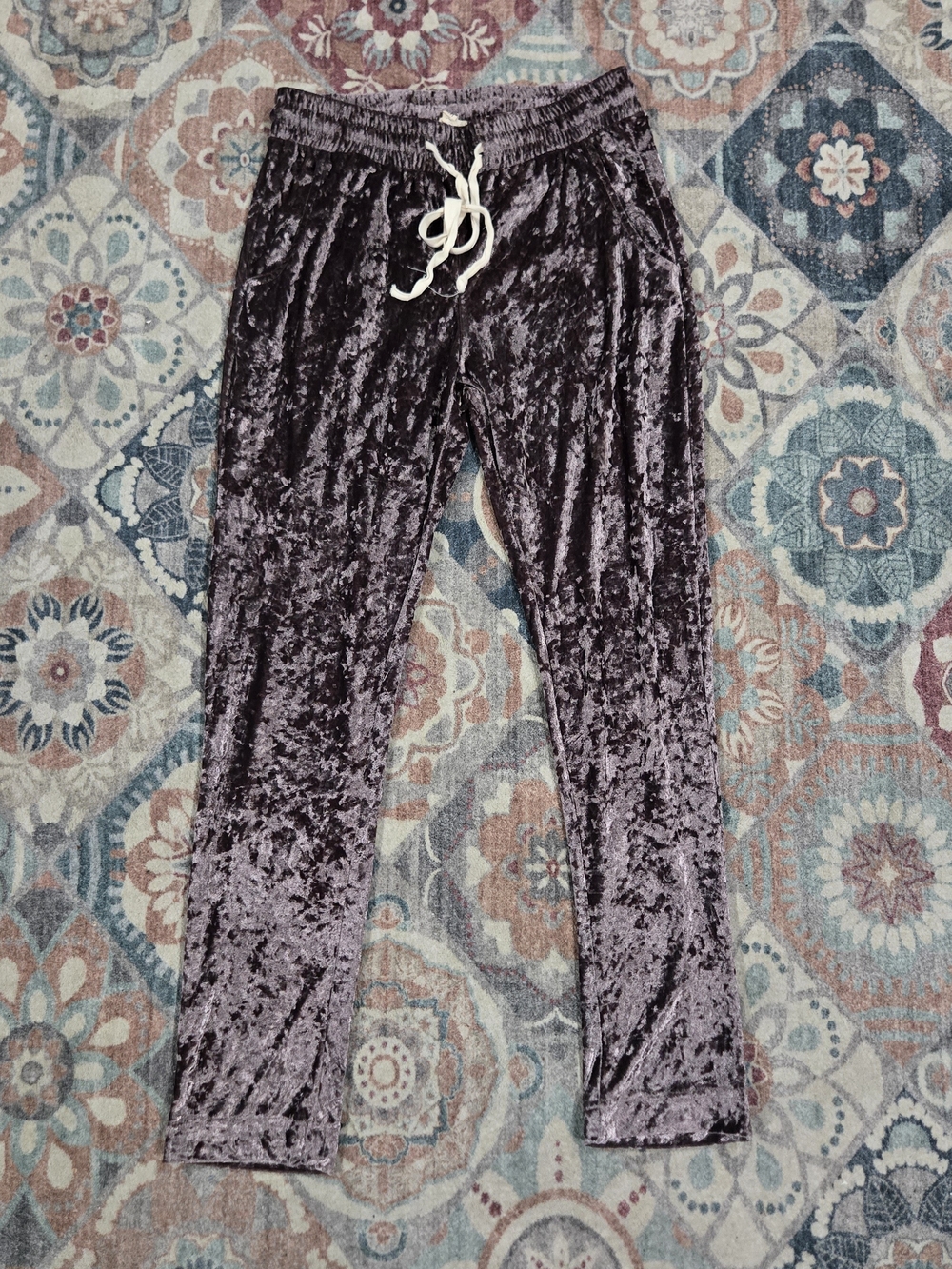 POL Crushed Velvet Drawstring Cozy Casual Lounge Joggers M